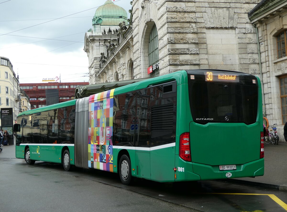 (247'869) - BVB Basel - Nr. 7001/BS 99'301 - Mercedes am 30. M�rz 2023 beim Bahnhof Basel