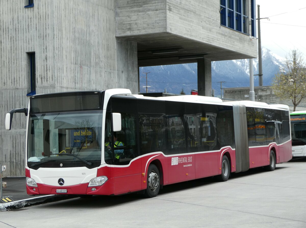 (248'478) - RTB Altst�tten - Nr. 921/SG 482'221 - Mercedes (ex Wiener Linien, A-Wien Nr. 8735) am 13. April 2023 beim Bahnhof Buchs