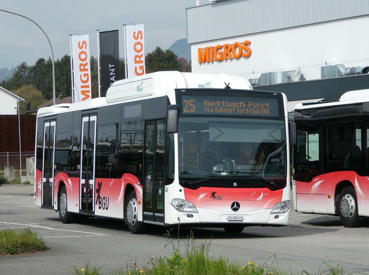 (249'006) - BGU Grenchen - Nr. 34/SO 189'013 - Mercedes am 22. April 2023 beim Bahnhof Grenchen S�d