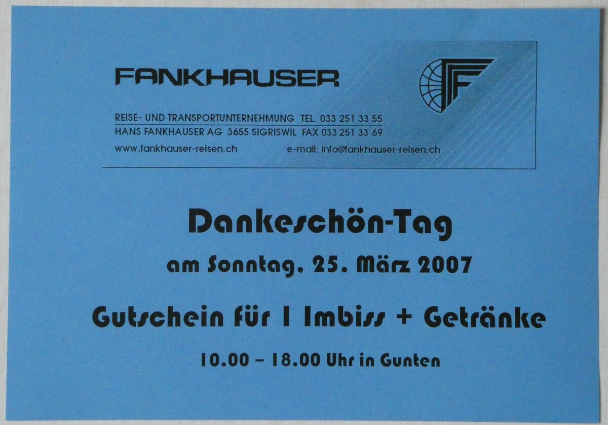 (249'290) - Fankhauser-Gutschein vom 25. M�rz 2007 am 30. April 2023 in Thun