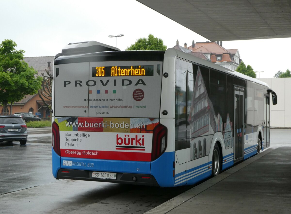 (250'119) - RTB Altst�tten - Nr. 61/SG 165'038 - MAN am 16. Mai 2023 beim Bahnhof Rheineck