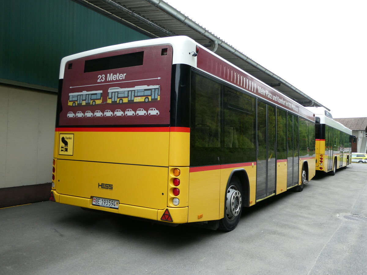 (250'277) - PostAuto Bern - BE 193'594/PID 5501 - Lanz+Marti/Hess Personenanh�nger (ex Klopfstein, Laupen) am 20. Mai 2023 in Laupen, Garage