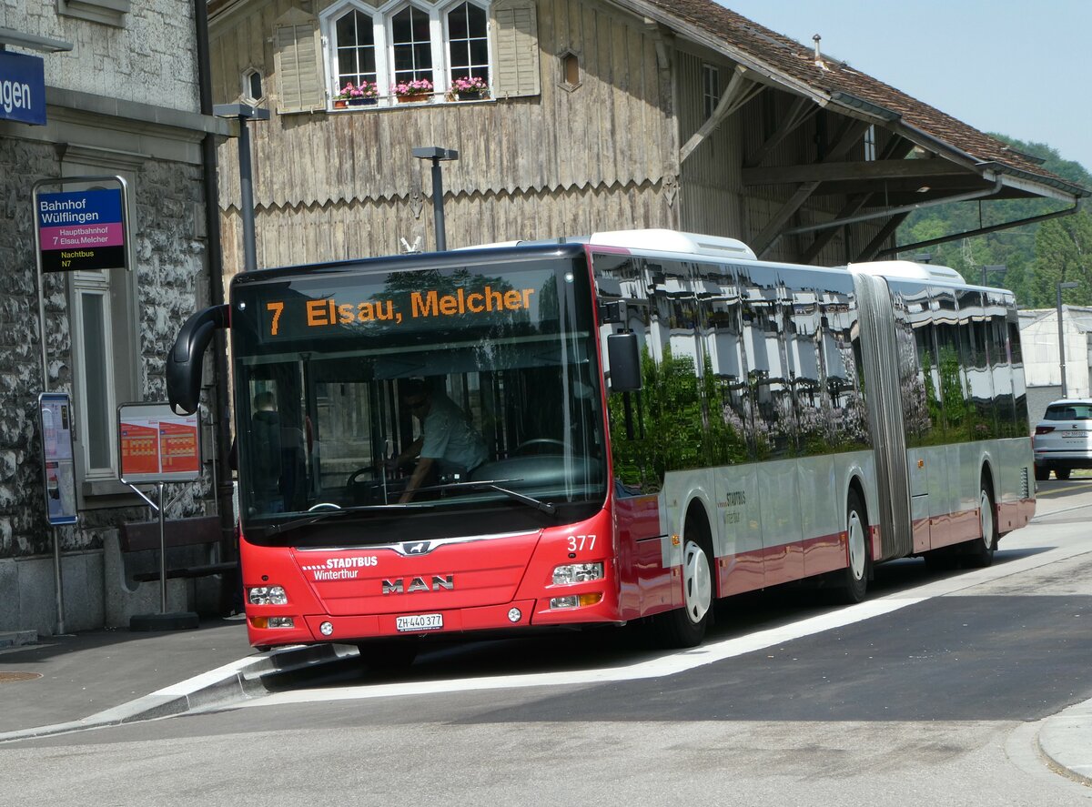 (250'324) - SW Winterthur - Nr. 377/ZH 440'377 - MAN am 21. Mai 2023 beim Bahnhof Winterthur W�lflingen