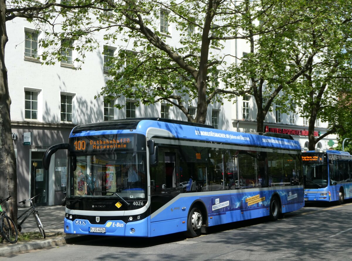 (251'080) - MVG M�nchen - Nr. 4026/M-VG 4026 - Ebusco am 5. Juni 2023 beim Hauptbahnhof M�nchen