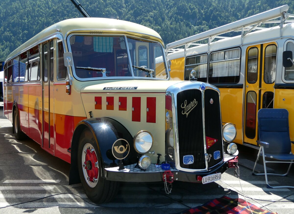 (251'980) - Imfeld, Sachseln - LU 91'695 U - Saurer/T�scher (ex L�tscher, Neuheim) am 24. Juni 2023 in Interlaken, Flugplatz