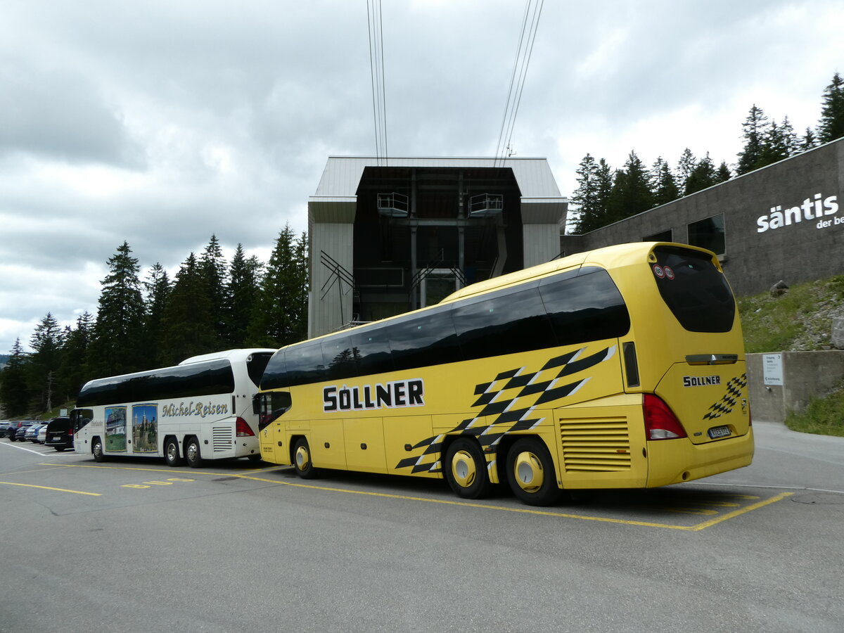 (252'345) - Aus Deutschland: S�llner, Regensburg - R-ES 972 - Neoplan am 4. Juli 2023 in Schw�galp, S�ntis-Schwebebahn