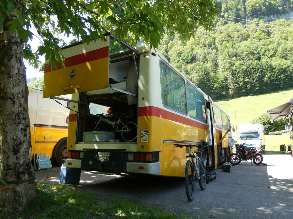 (254'003) - Sch�r, Ettenhausen - TG 175'032 - Saurer/R&J (ex Zimmermann, Kerns; ex Amstein, Willisau) am 19. August 2023 in Hoch-Ybrig, Talstation Weglosen