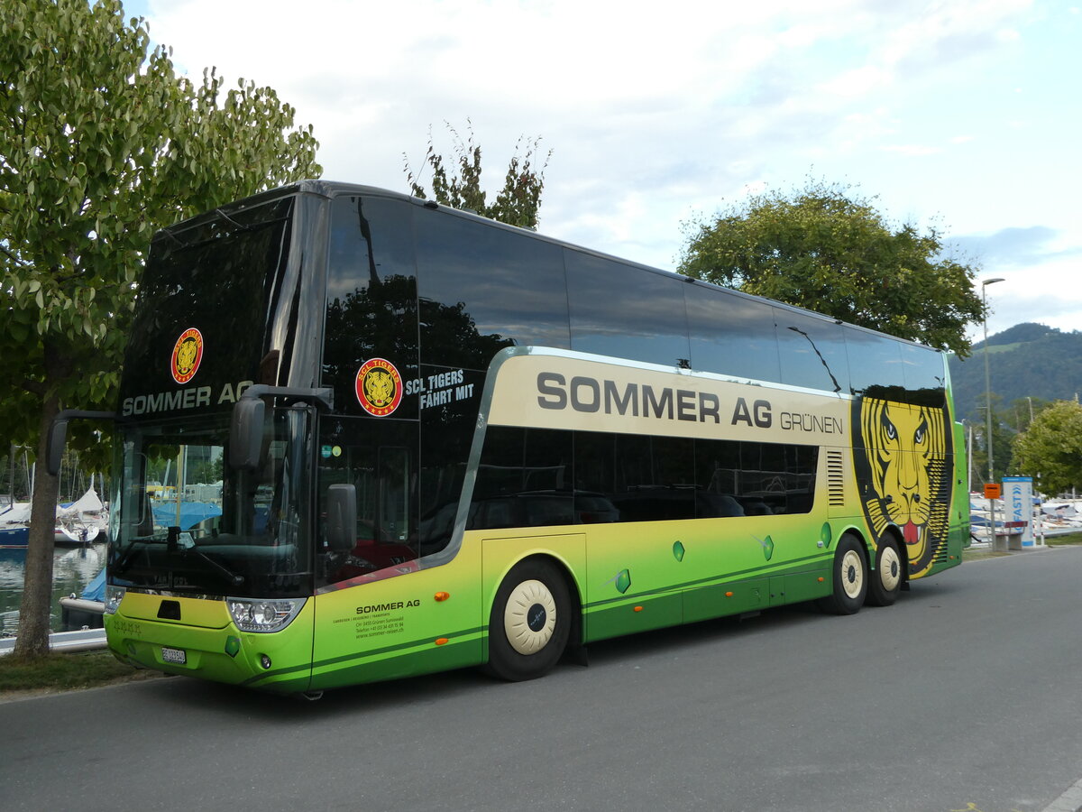 (254'057) - Sommer, Gr�nen - BE 123'540 - Van Hool am 19. August 2023 in Thun, Strandbad