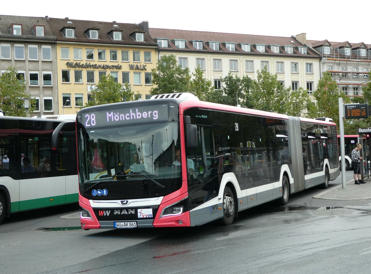 (254'322) - NVG W�rzburg - Nr. 861/W�-AK 861 - MAN am 29. August 2023 beim Bahnhof W�rzburg