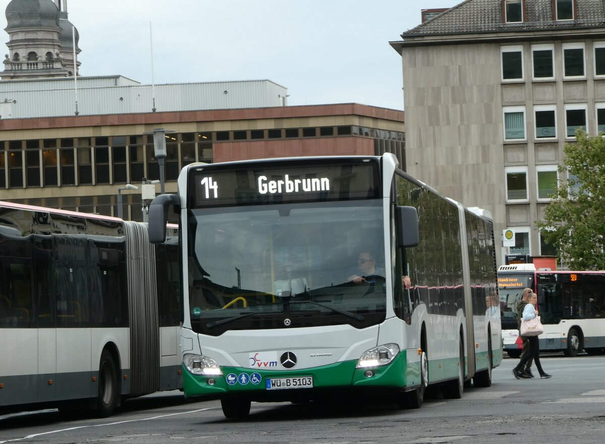 (254'341) - Hauck, Westheim - W�-B 5103 - Mercedes am 29. August 2023 beim Bahnhof W�rzburg 