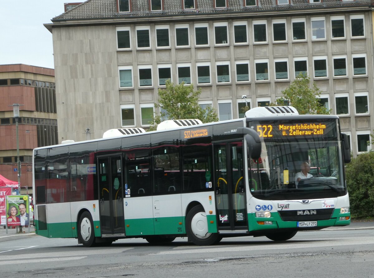 (254'344) - Lyst, Zellingen - Nr. 291/MSP-LY 291 - MAN am 29. August 2023 beim Bahnhof W�rzburg
