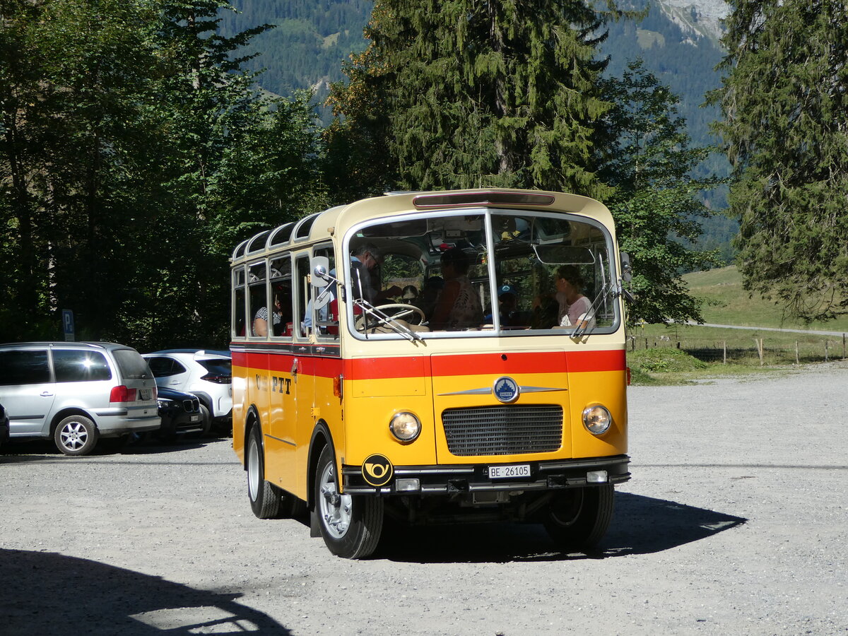 (255'061) - Schmid, Th�rishaus - Nr. 9/BE 26'105 - Saurer/R&J (ex Geiger, Adelboden Nr. 9) am 10. September 2023 in Kiental, Tschingel