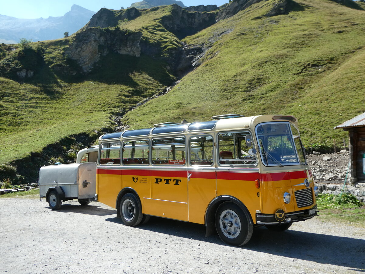 (255'072) - Schmid, Th�rishaus - Nr. 9/BE 26'105 - Saurer/R&J (ex Geiger, Adelboden Nr. 9) am 10. September 2023 auf der Bundalp