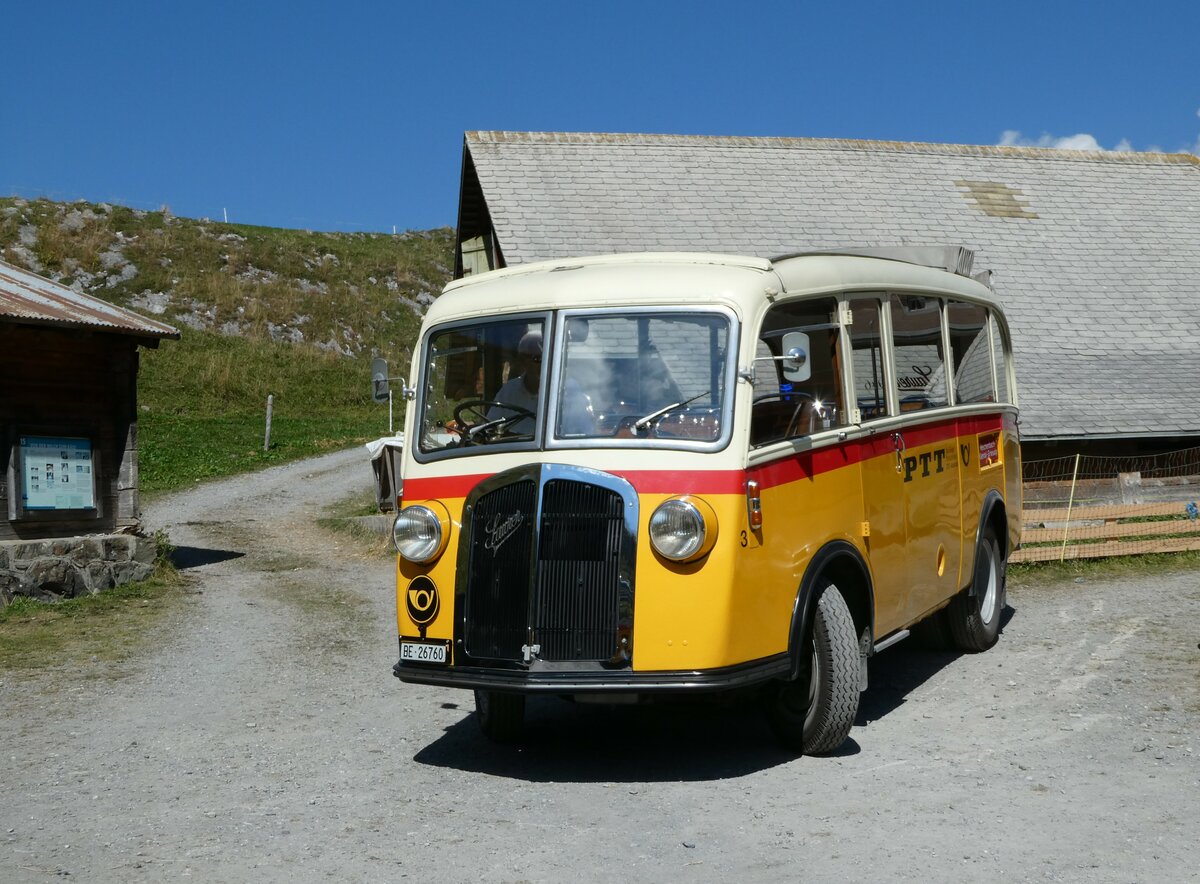 (255'098) - Schmid, Th�rishaus - Nr. 3/BE 26'760 - Saurer/Gangloff (ex Geiger, Adelboden Nr. 3) am 10. September 2023 auf der Bundalp