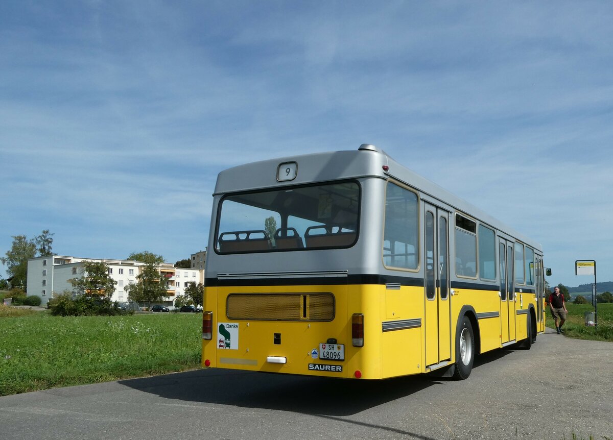 (255'320) - Wanner, Schleitheim - SH 48'096 - Saurer/Hess (ex Ruklic, Schaffhausen; ex VBSH Schaffhausen Nr. 40; ex VBSH Schaffhausen Nr. 19) am 17. September 2023 in Schaffhausen, V�geling�sschen