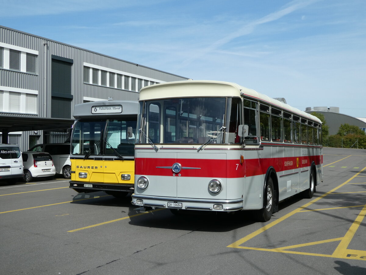 (255'354) - Borer, Neuhausen - Nr. 7/SH 19'684 - Saurer/T�scher (ex Heiniger, B�tzberg; ex ASS Schleitheim Nr. 22; ex ASS Schleitheim Nr. 7) am 17. September 2023 in Schaffhausen, Depot VBSH