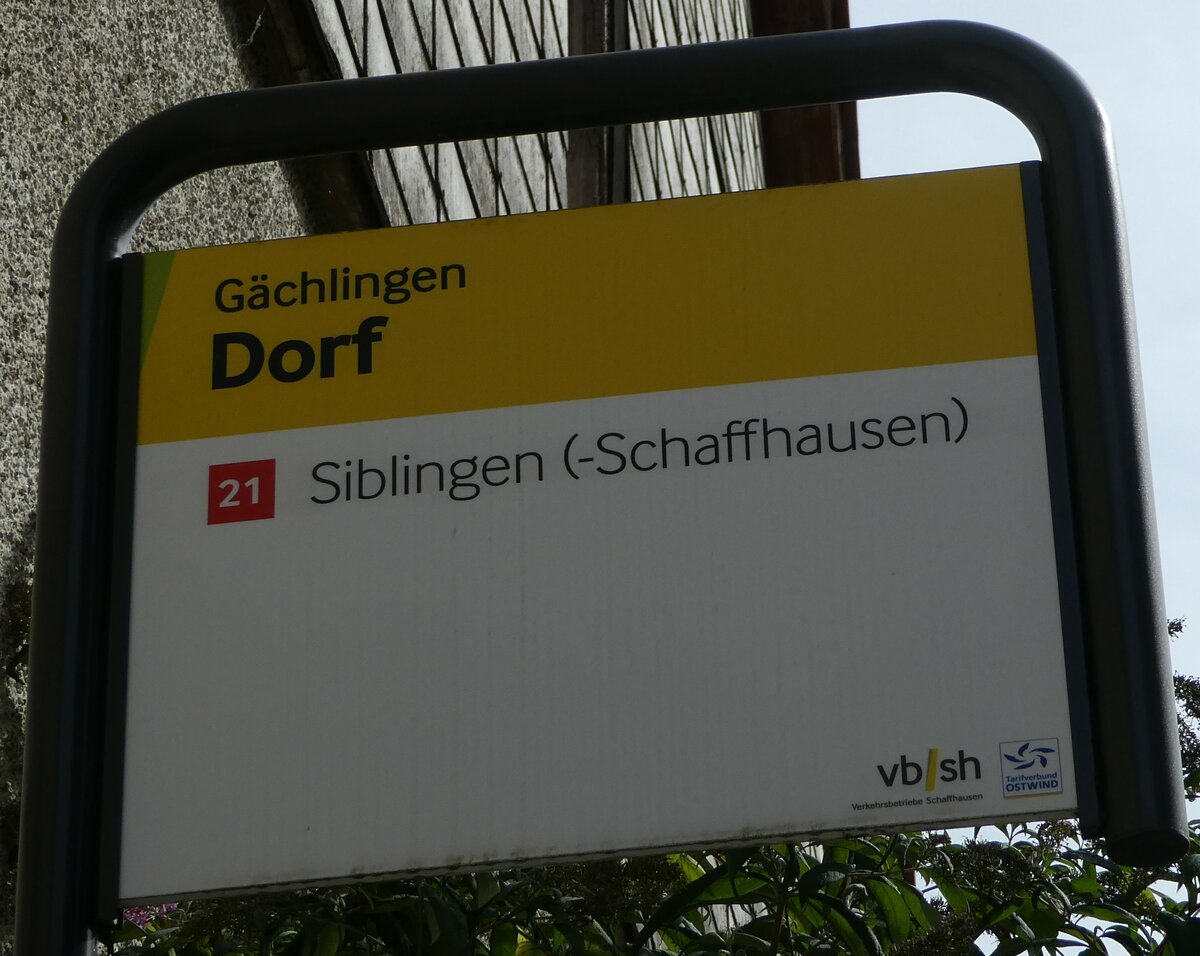 (255'375) - vb/sh-Haltestellenschild - G�chlingen, Dorf - am 17. September 2023