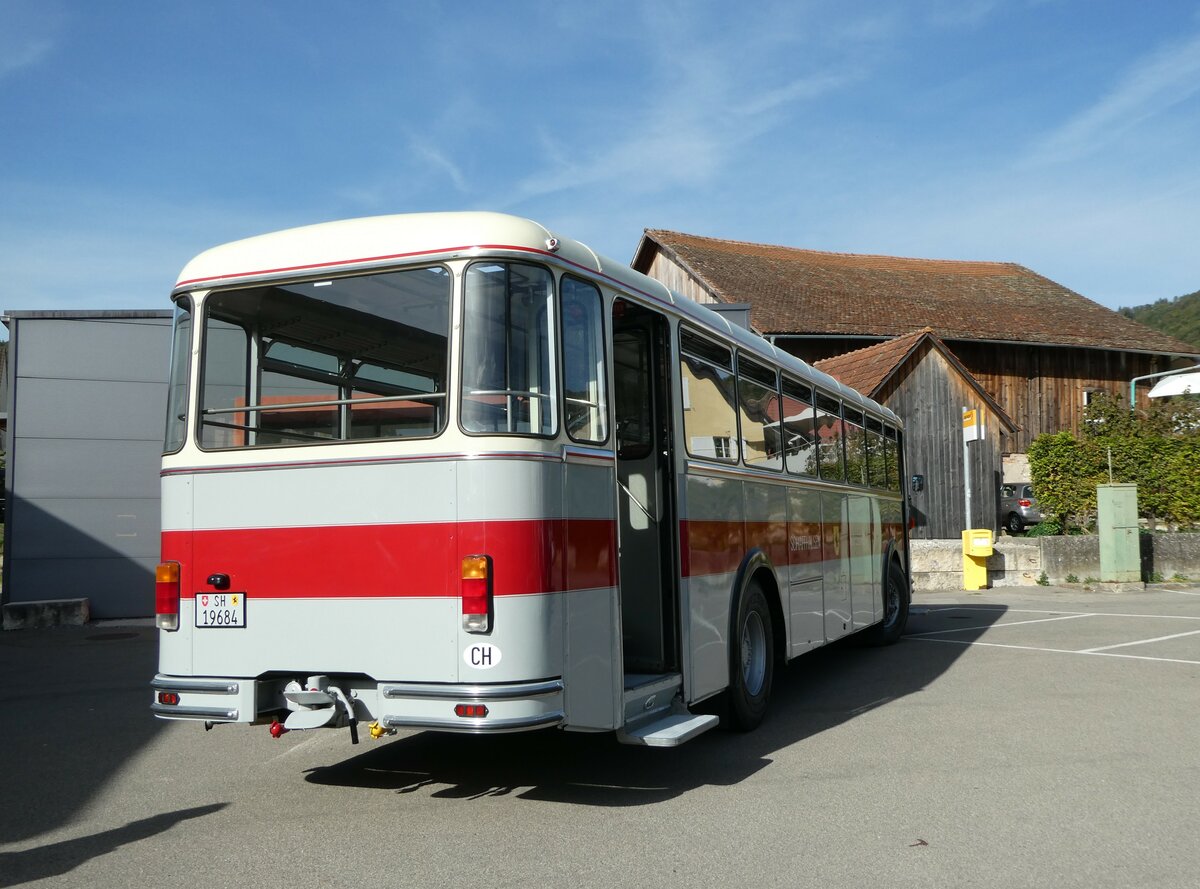 (255'396) - Borer, Neuhausen - Nr. 7/SH 19'684 - Saurer/T�scher (ex Heiniger, B�tzberg; ex ASS Schleitheim Nr. 22; ex ASS Schleitheim Nr. 7) am 17. September 2023 in Siblingen, Am Stei