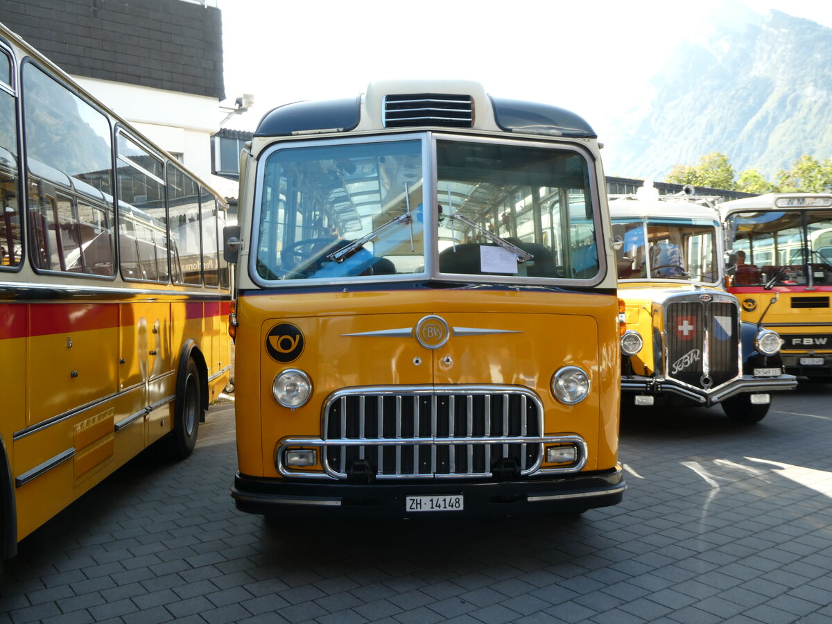 (255'961) - Goldexpress, Ossingen - ZH 14'148 - FBW/Lauber (ex 24'069; ex P 21'569) am 7. Oktober 2023 in N�fels, FBW-Treffen