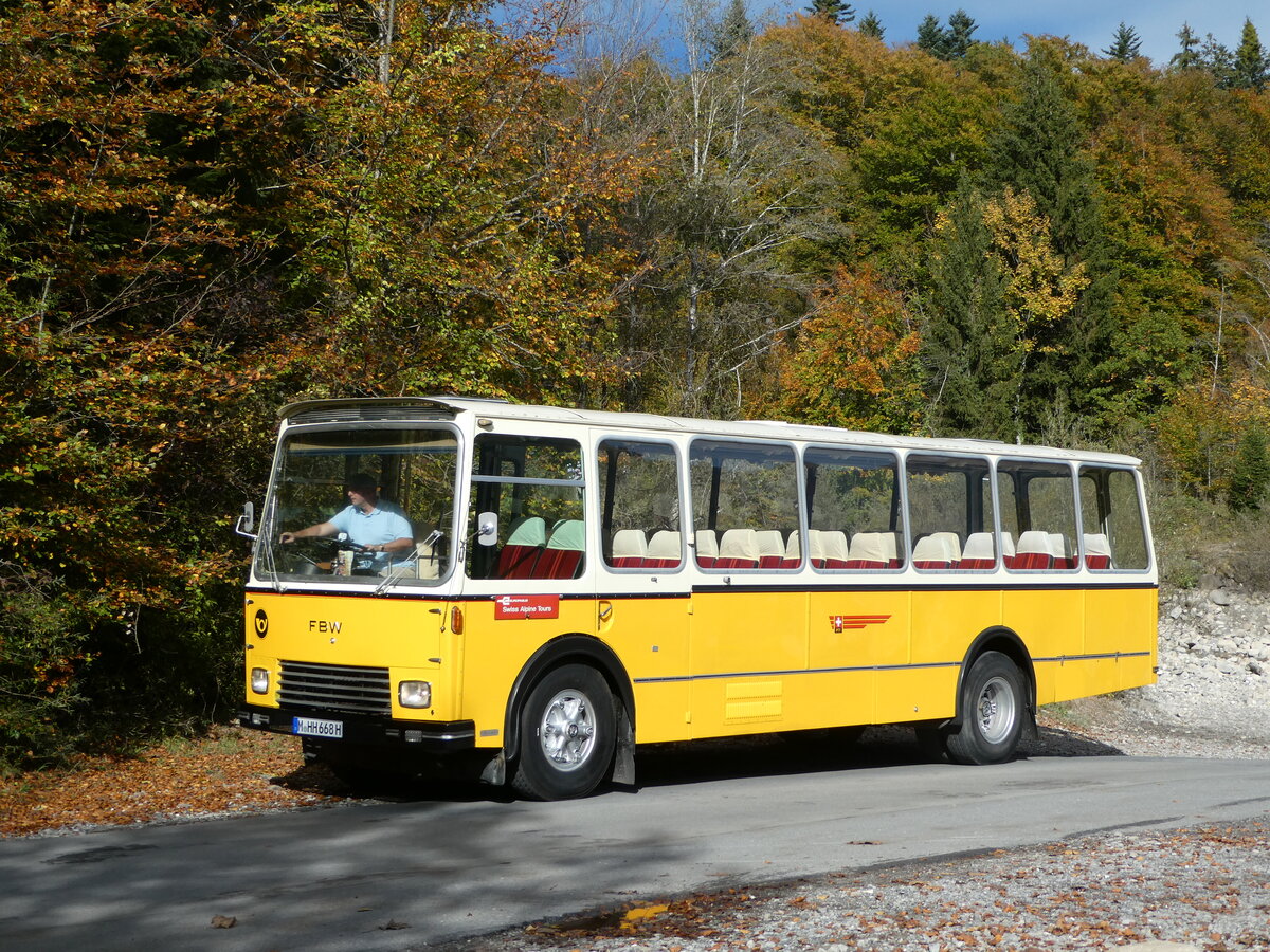 (256'487) - Aus Deutschland: Hahn, M�nchen - M-HH 668H - FBW/FHS (ex Michels, Schmallenberg; ex FRAM Drachten/NL Nr. 5; ex P 24'184) am 28. Oktober 2023 in Giswil, Aue Steinibach