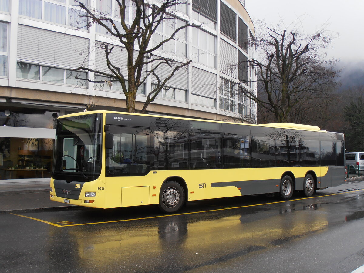 (257'737) - STI Thun - Nr. 148/BE 801'148 - MAN am 20. Dezember 2023 bei der Schiffl�ndte Thun