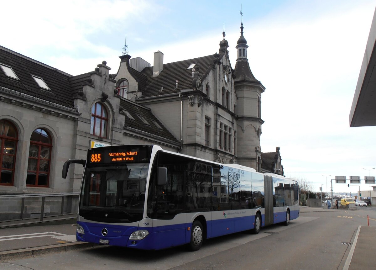 (257'816) - VZO Gr�ningen - Nr. 150/ZH 920'150 - Mercedes am 23. Dezember 2023 beim Bahnhof Rapperswil 