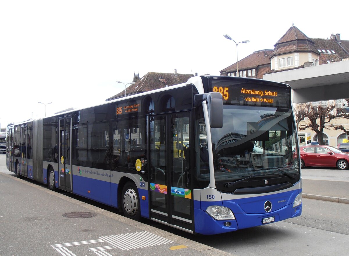 (257'819) - VZO Gr�ningen - Nr. 150/ZH 920'150 - Mercedes am 23. Dezember 2023 beim Bahnhof Rapperswil