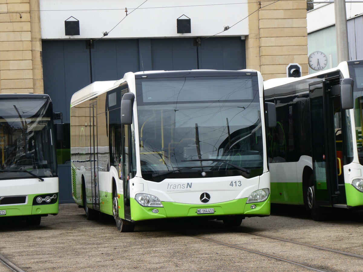 (258'922) - transN, La Chaux-de-Fonds - Nr. 413/NE 164'413 - Mercedes am 26. Januar 2024 in Neuch�tel, D�p�t