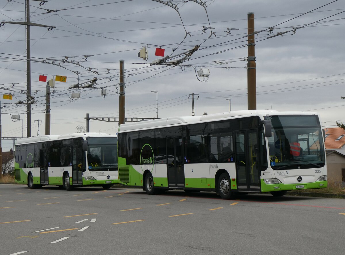 (258'958) - transN, La Chaux-de-Fonds - Nr. 335/NE 95'335 - Mercedes (ex TRN La Chaux-de-Fonds Nr. 335) am 26. Januar 2024 in Marin, D�p�t