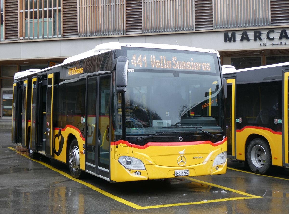 (259'548) - PostAuto Graub�nden - Nr. 10/GR 168'604/PID 12'089 - Mercedes am 23. Februar 2024 beim Bahnhof Ilanz