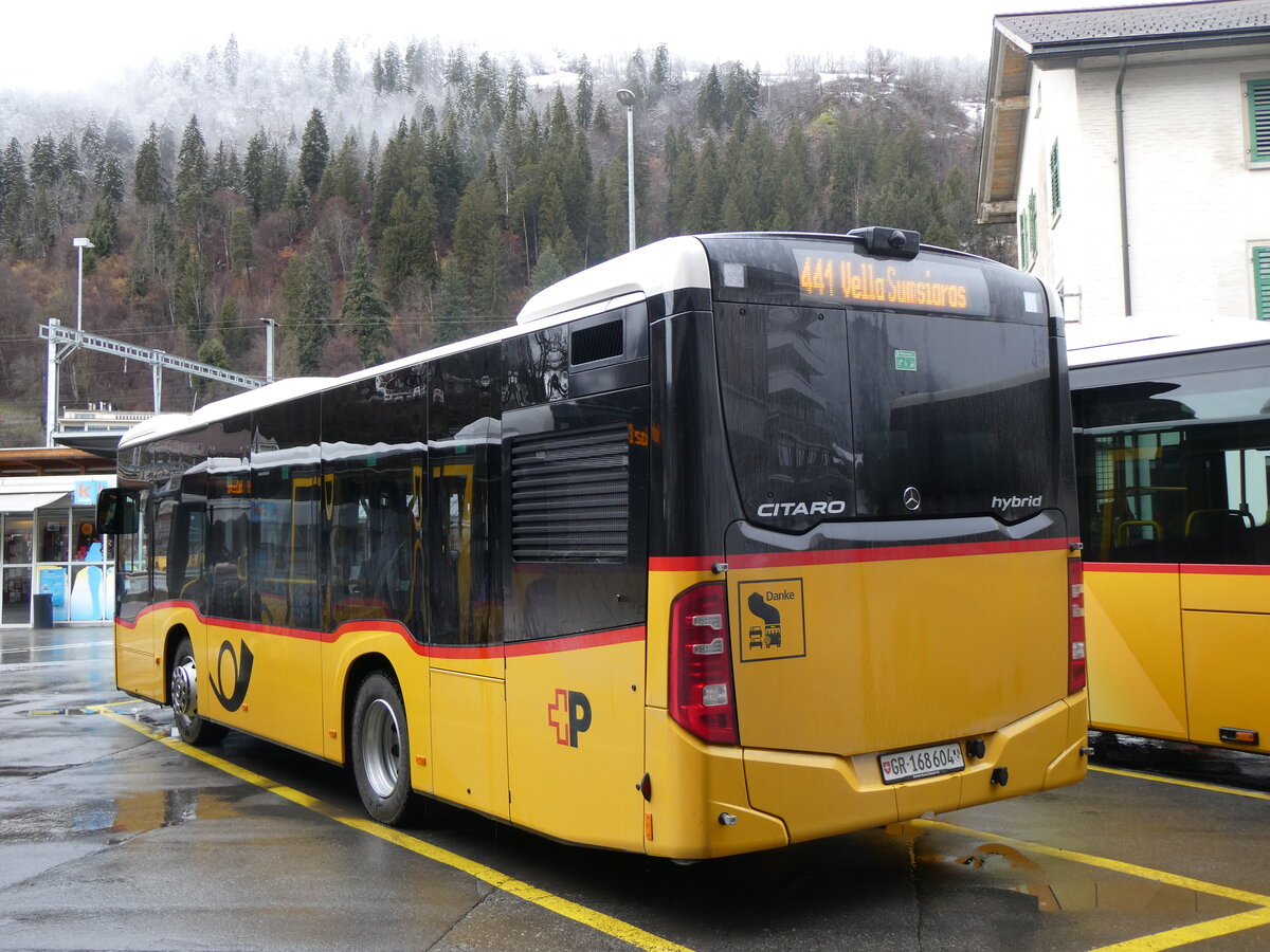 (259'562) - PostAuto Graub�nden - Nr. 10/GR 168'604/PID 12'089 am 23. Februar 2024 beim Bahnhof Ilanz