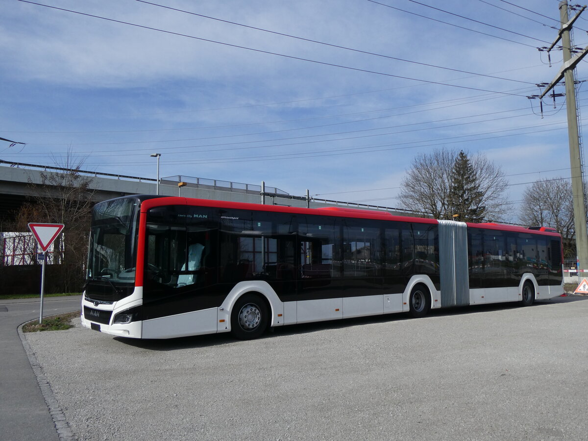 (259'840) - Twerenbold, Baden - Nr. 313 - MAN am 2. M�rz 2024 in Kerzers, Murtenstrasse