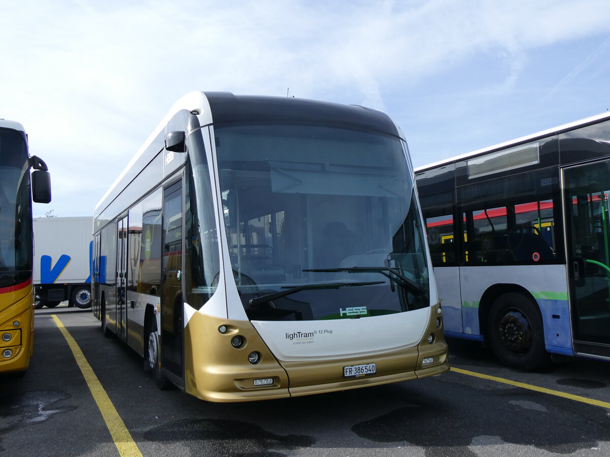 (259'843) - Interbus, Kerzers - FR 386'540 - eHess (ex Vorf�hrfahrzeug Hess) am 2. M�rz 2024 in Kerzers, Interbus