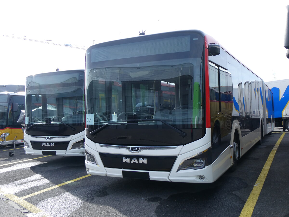 (259'846) - Twerenbold, Baden - Nr. 314 - MAN am 2. M�rz 2024 in Kerzers, Interbus