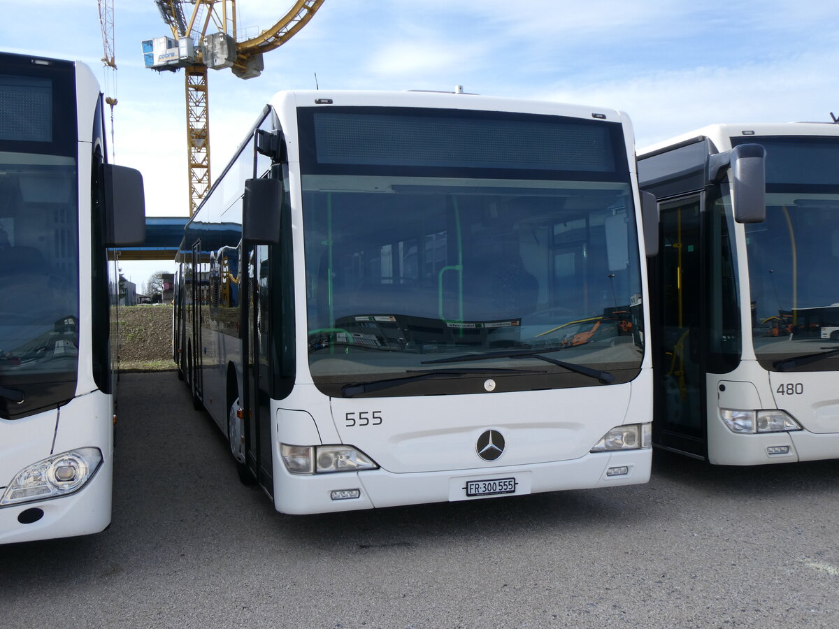 (259'866) - Intertours, Domdidier - Nr. 555/FR 300'555 - Mercedes (ex Nr. 412; ex TPL Lugano Nr. 412) am 2. M�rz 2024 in Domdidier, Garage