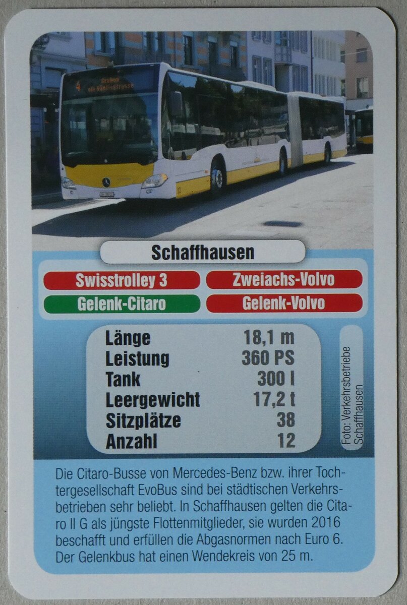 (259'918) - Quartett-Spielkarte mit Gelenk-Citaro Nr. 12 am 3. M�rz 2024 in Thun