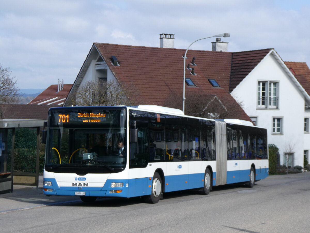 (260'161) - ATE Bus, Effretikon - Nr. 32/ZH 480'132 - MAN am 4. M�rz 2024 in Maur, Dorf