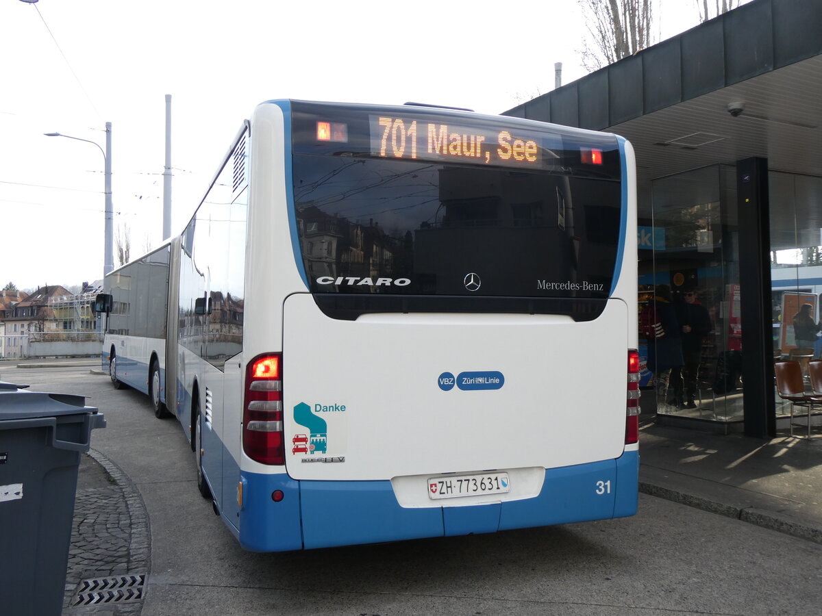(260'165) - ATE Bus, Effretikon - Nr. 31/ZH 773'631 - Mercedes am 4. M�rz 2024 in Z�rich, Klusplatz