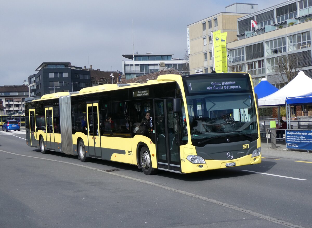 (260'202) - STI Thun - Nr. 708/BE 865'708 - Mercedes am 8. M�rz 2024 beim Bahnhof Thun 