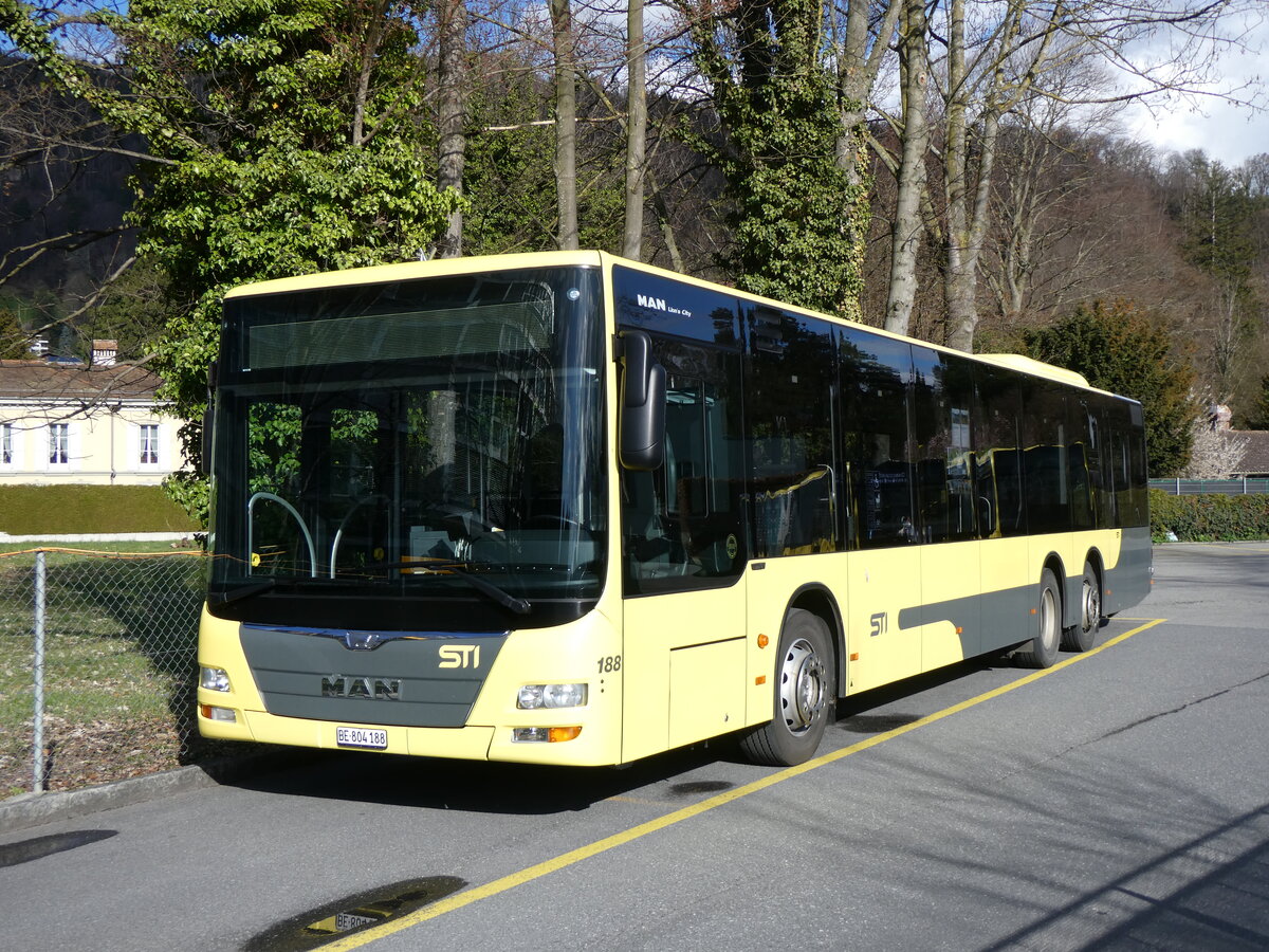 (260'609) - STI Thun - Nr. 188/BE 804'188 - MAN am 21. M�rz 2024 bei der Schiffl�ndte Thun 