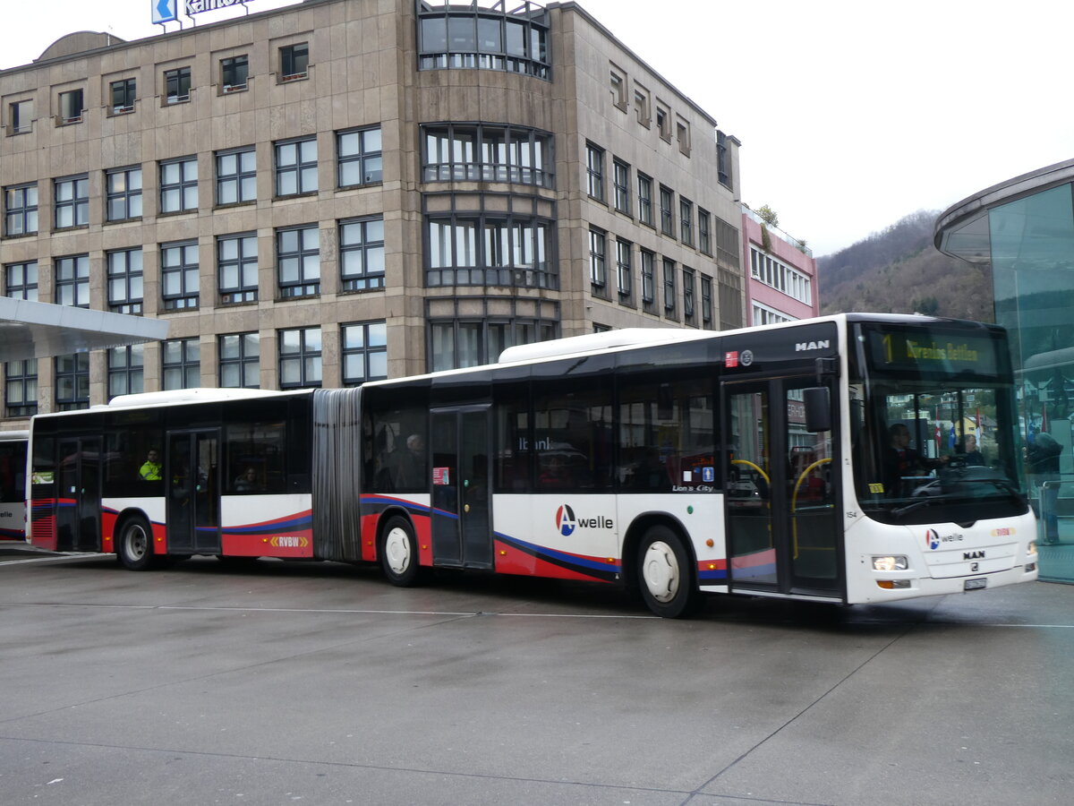 (260'723) - RVBW Wettingen - Nr. 154/AG 226'221 - MAN am 28. M�rz 2024 beim Bahnhof Baden