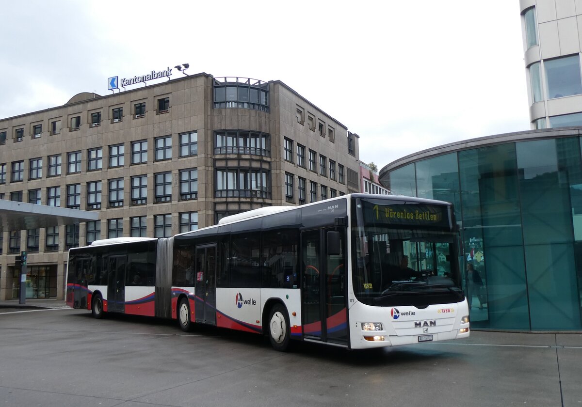 (260'735) - RVBW Wettingen - Nr. 171/AG 14'912 - MAN am 28. M�rz 2024 beim Bahnhof Baden