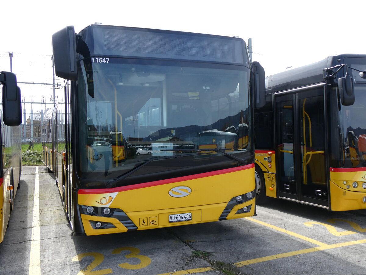 (260'813) - CarPostal Ouest - VD 604'486/PID 11'647 - Solaris am 29. M�rz 2024 in Yverdon, Garage