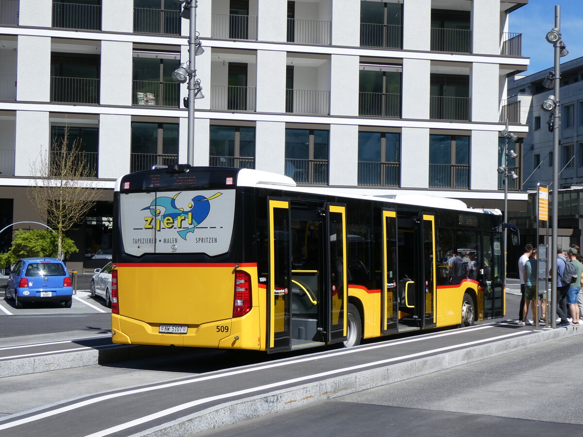 (261'049) - PostAuto Zentralschweiz - Nr. 509/NW 5107/PID 10'846 - Mercedes (ex Nr. 59; ex Nr. 12; ex Thepra, Stans Nr. 12) am 6. April 2024 beim Bahnhof Stans