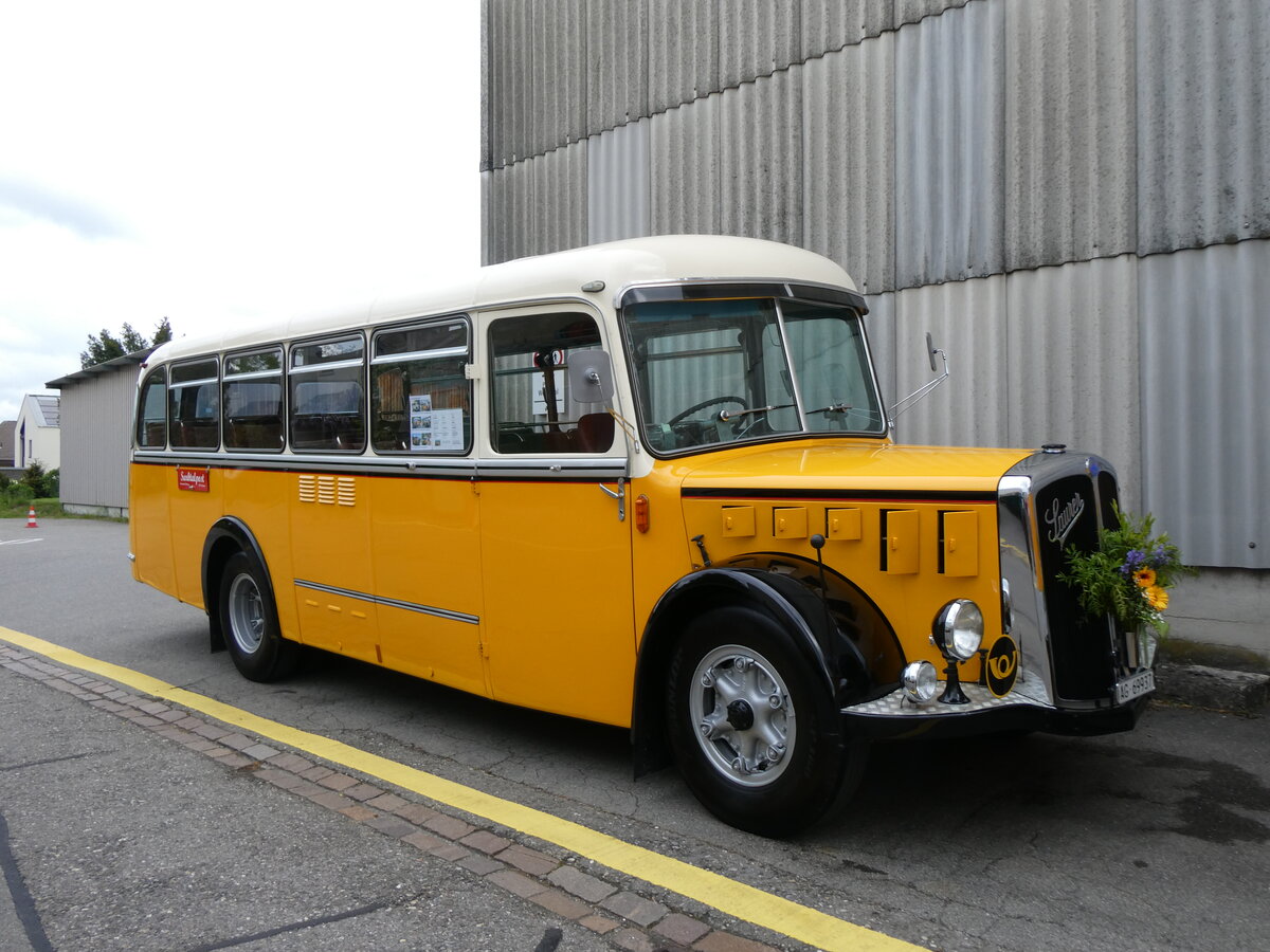(261'936) - Bl�chlinger, Endingen - AG 69'937 - Saurer/T�scher (ex Dubach, Walde; ex Spescha, Andiast) am 4. Mai 2024 in Attikon, Wegm�ller