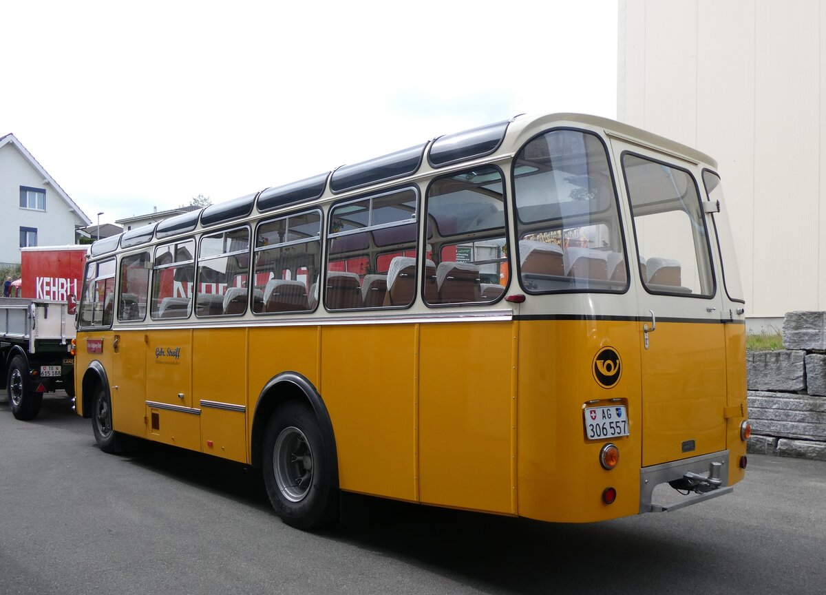 (262'004) - Streiff, Gelterkinden - AG 306'557 - Saurer/Gangloff (ex Oldie-Tours Z�risee, Wollerau; ex OTAG, Wald; ex Leibundgut, Obergoldbach; ex Krebs, Belpberg) am 4. Mai 2024 in Attikon, Wegm�ller