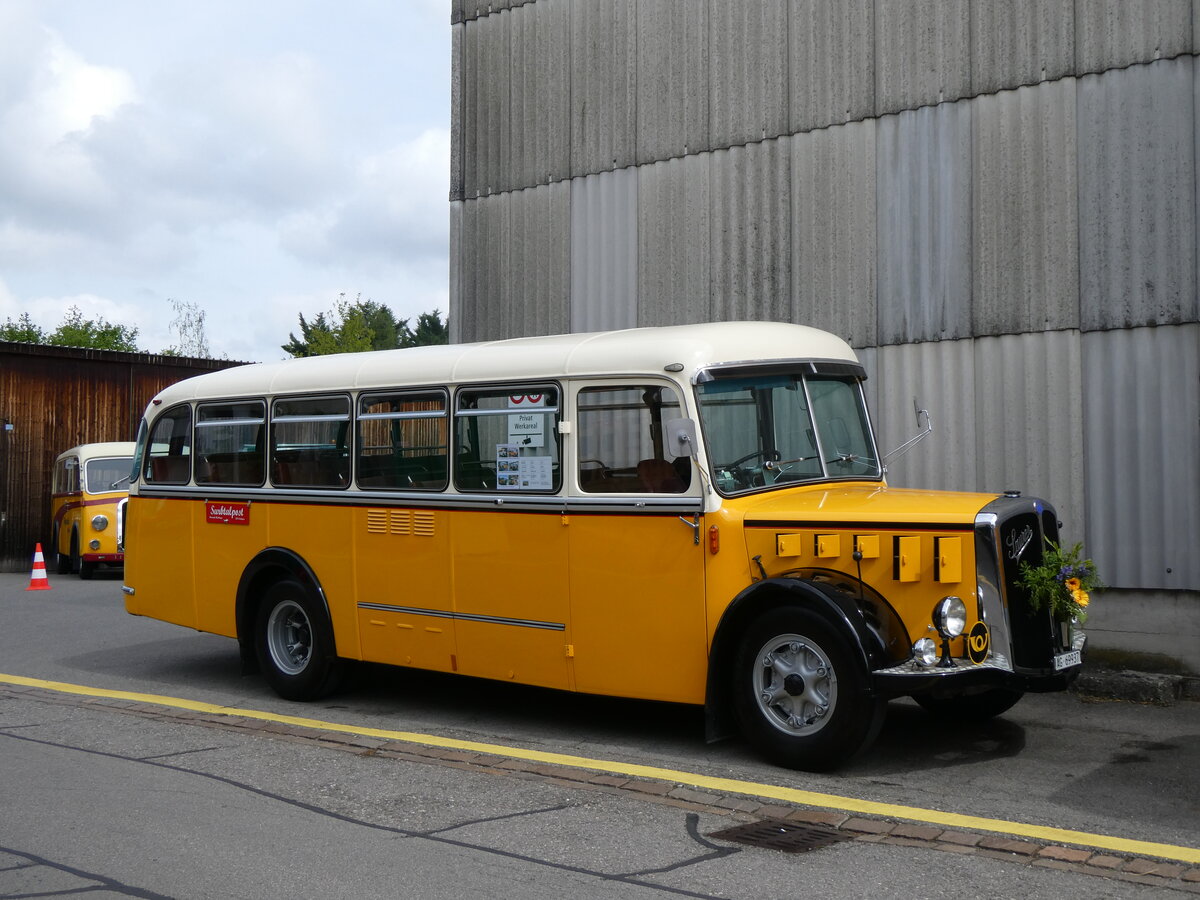 (262'071) - Bl�chlinger, Endingen - AG 69'937 - Saurer/T�scher (ex Dubach, Walde; ex Spescha, Andiast) am 4. Mai 2024 in Attikon, Wegm�ller