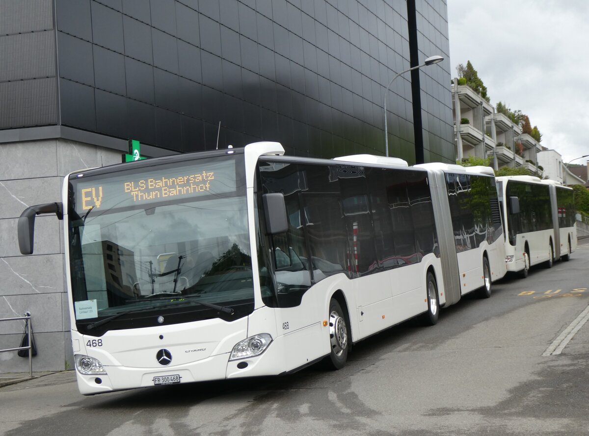 (262'203) - Intertours, Domdidier - Nr. 468/FR 300'468 - Mercedes (ex Nr. 201) am 6. Mai 2024 beim Bahnhof M�nsingen