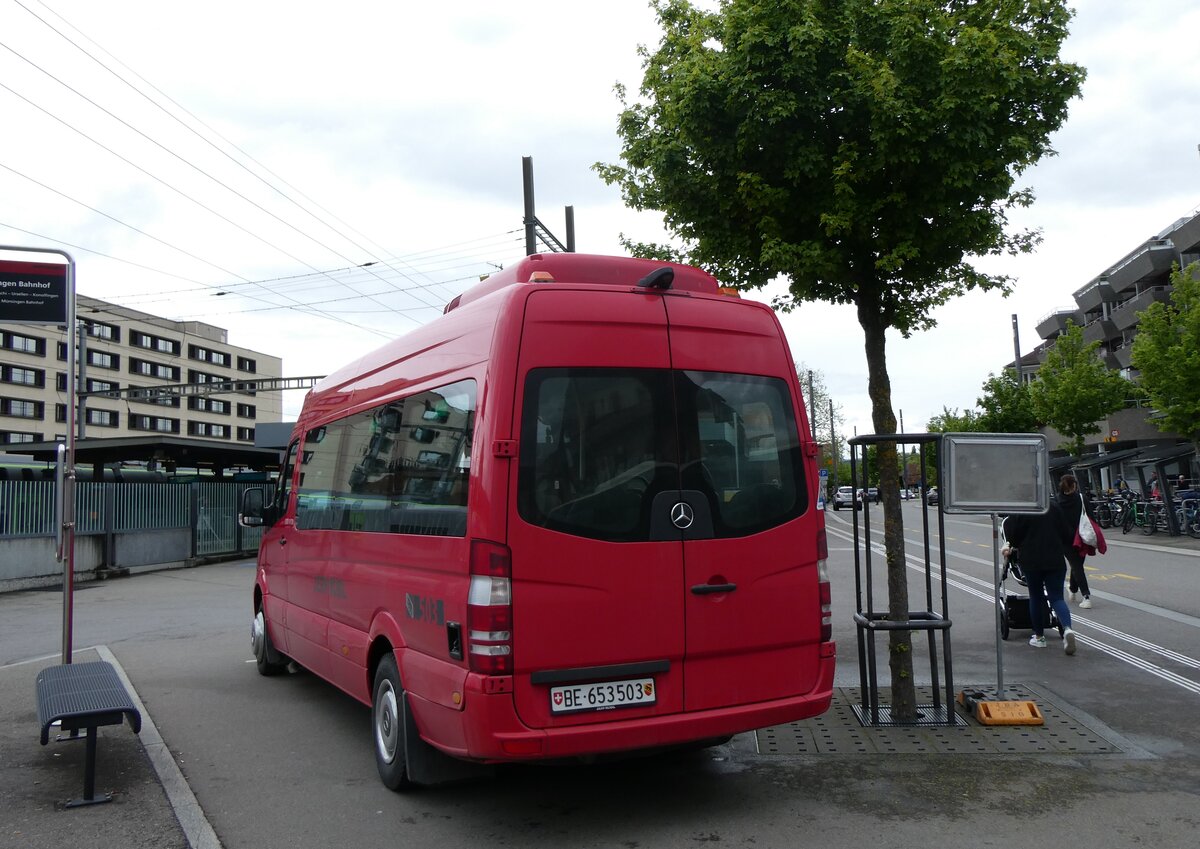 (262'208) - Bernmobil, Bern - Nr. 503/BE 653'503 - Mercedes (ex Busland, Burgdorf Nr. 402) am 6. Mai 2024 beim Bahnhof M�nsingen
