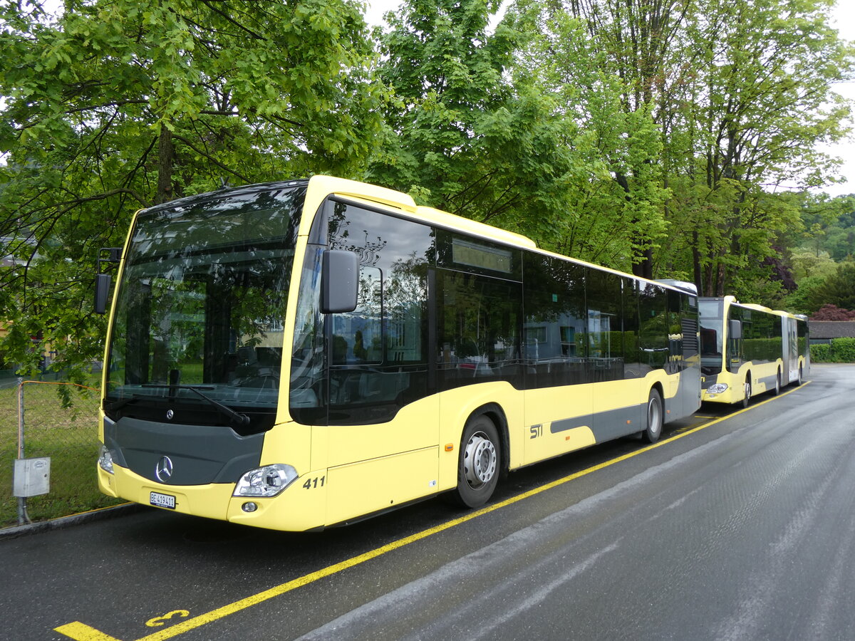(262'442) - STI Thun - Nr. 411/BE 419'411 - Mercedes am 17. Mai 2024 bei der Schiffl�ndte Thun